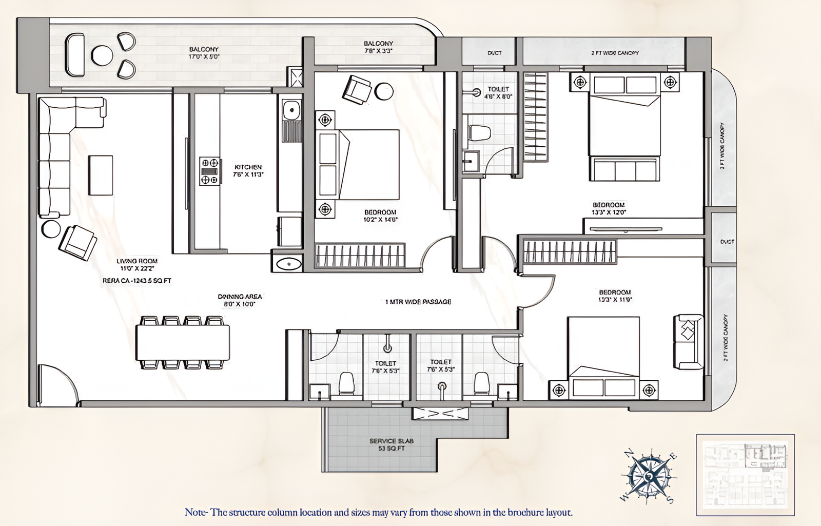 Multistar Autograph Residency Oshiwara 3 BHK Luxe Apartment Floor Plan